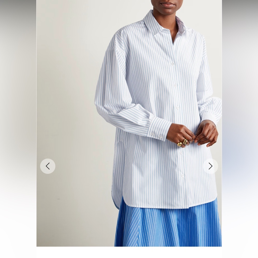 Oversized striped cotton-poplin shirt